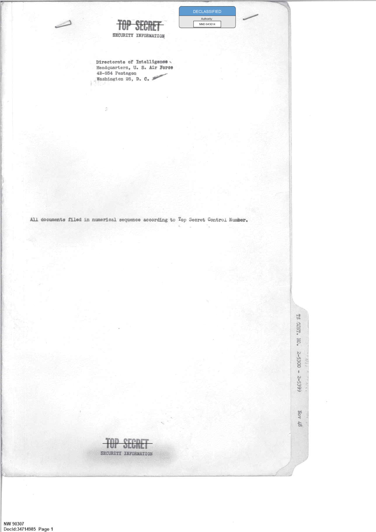 341 110448 Records Relating to the Collection and Dissemination of Intelligence 1948-1955-TS CONT No.2 2-5300-2-539