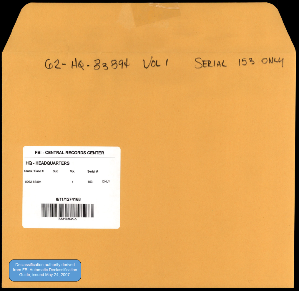 65 HS1-834228961 62-HQ-83894 Serial 153