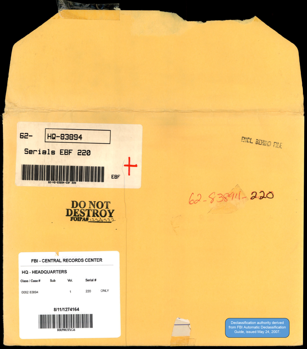 65 HS1-834228961 62-HQ-83894 Serial 220