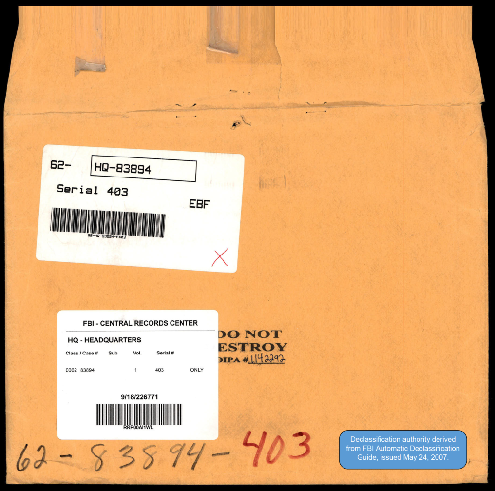 65 HS1-834228961 62-HQ-83894 Serial 403