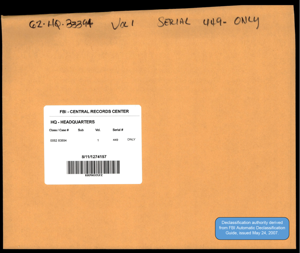 65 HS1-834228961 62-HQ-83894 Serial 449