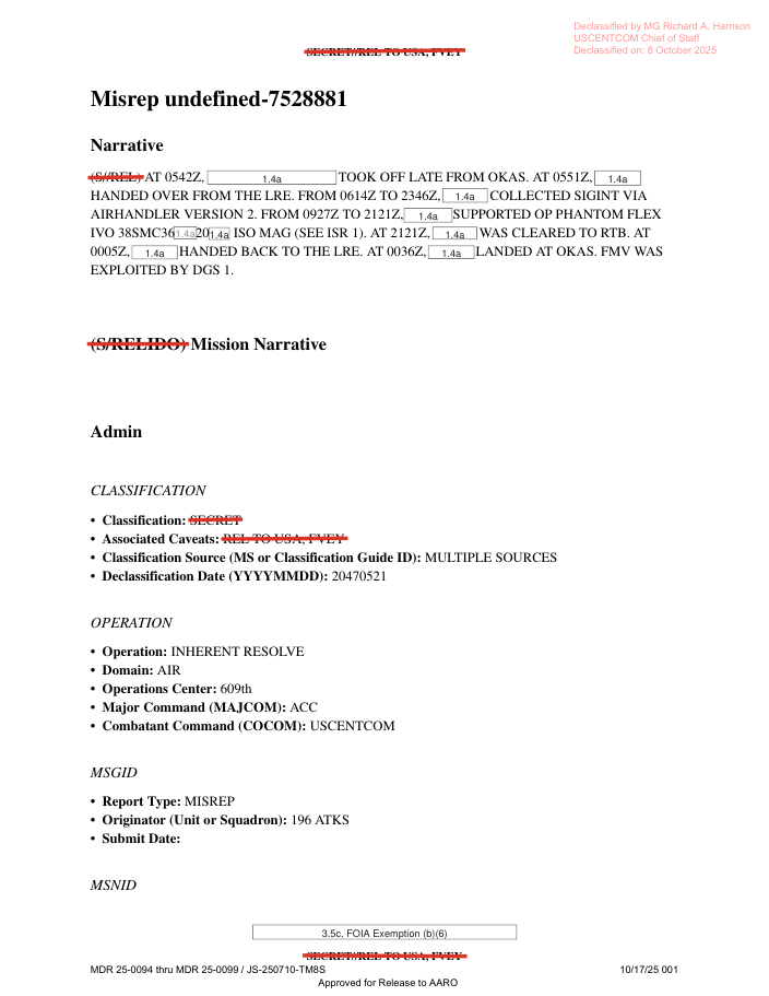 DOW-UAP-D12, Mission Report, Iraq, May 2022