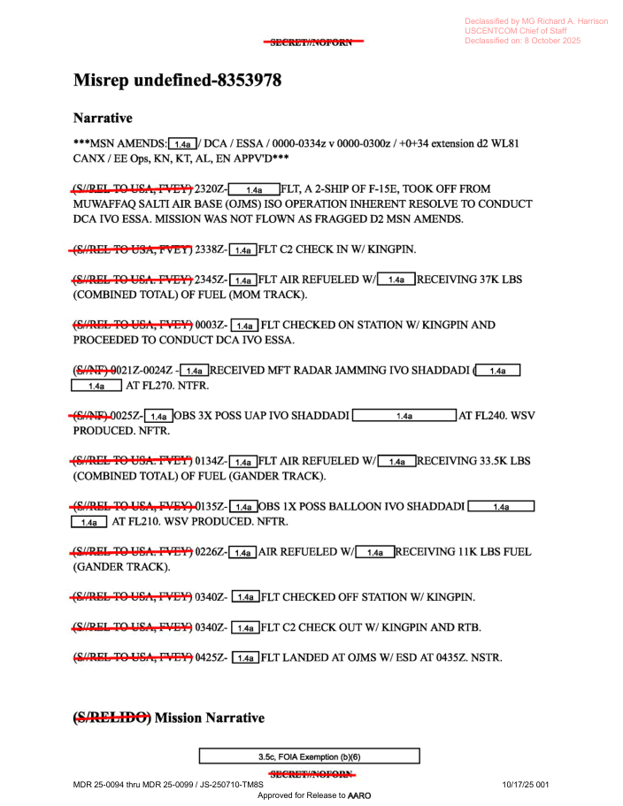 DOW-UAP-D19, Mission Report, Syria, February 21, 2023