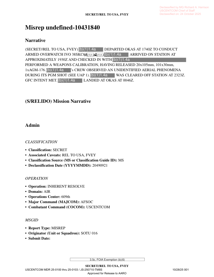 DOW-UAP-D28, Mission Report, Iraq, September 2024