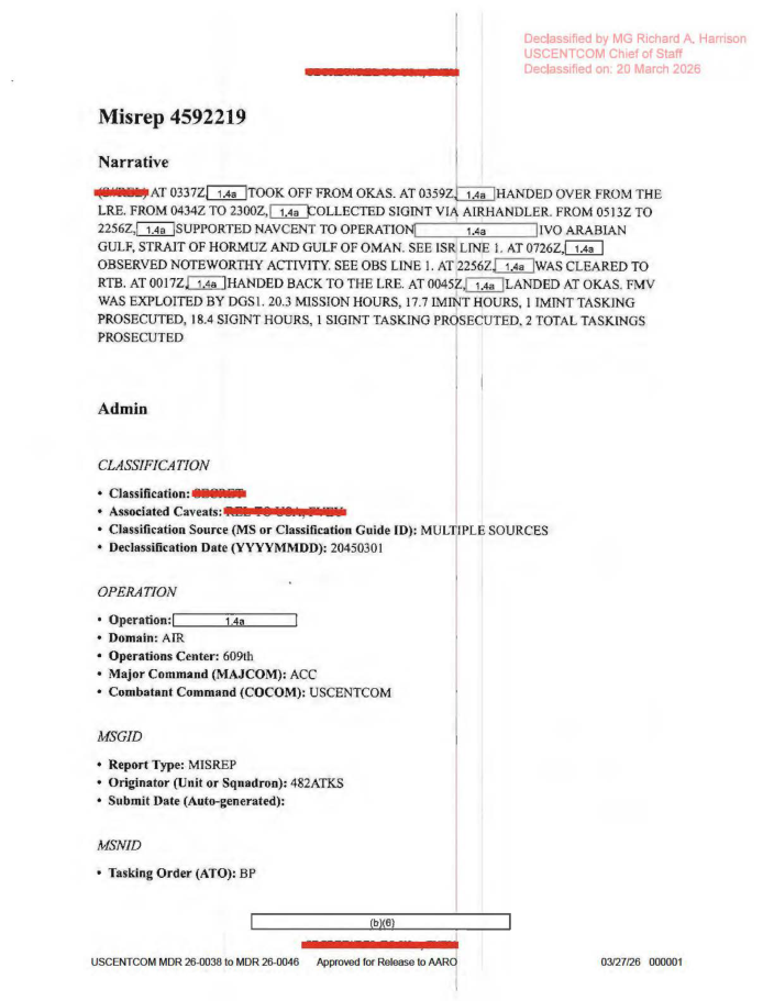 DOW-UAP-D60, Mission Report, Persian Gulf, August 2020