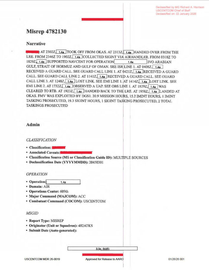 DOW-UAP-D62, Mission Report, Strait of Hormuz, September 2020