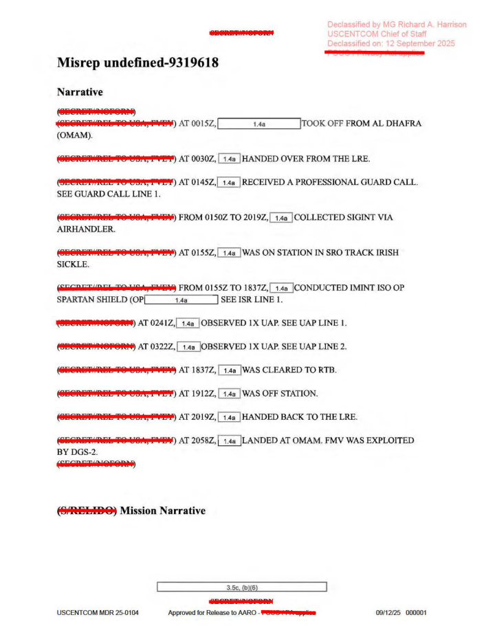 DOW-UAP-PR27, Unresolved UAP Report, United Arab Emirates, October 2023