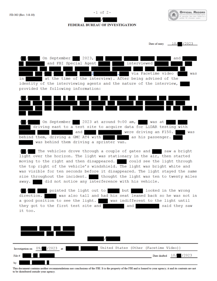 FBI September 2023 Sighting - Serial 3