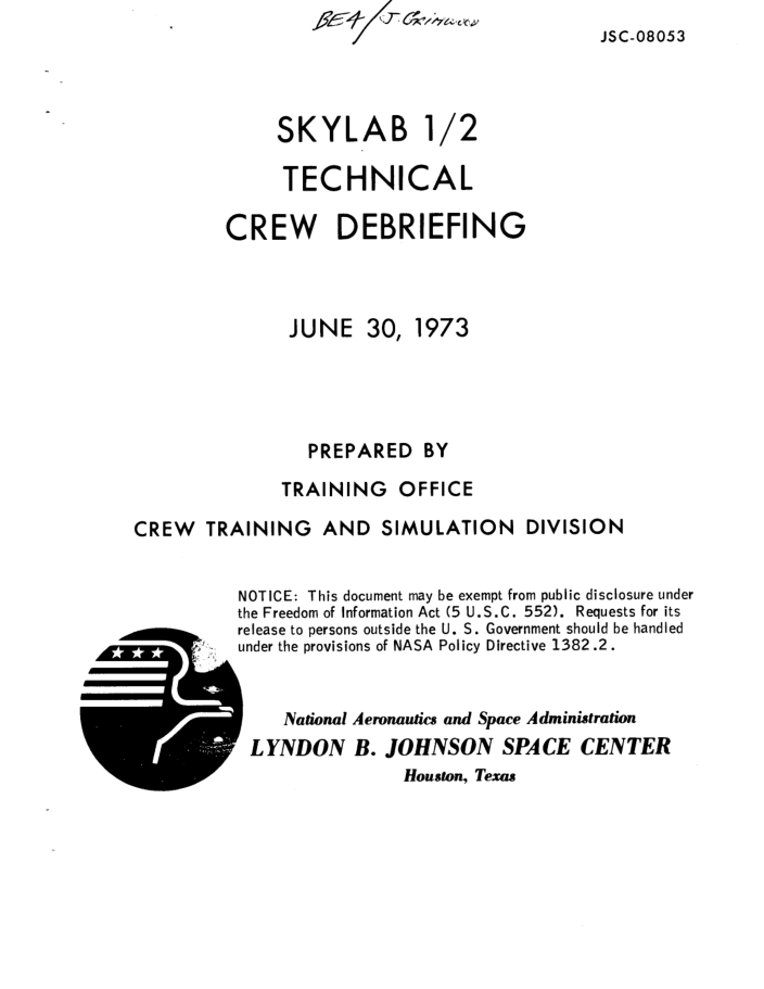 NASA-UAP-D7, Skylab Techincal Crew Debriefing 1973