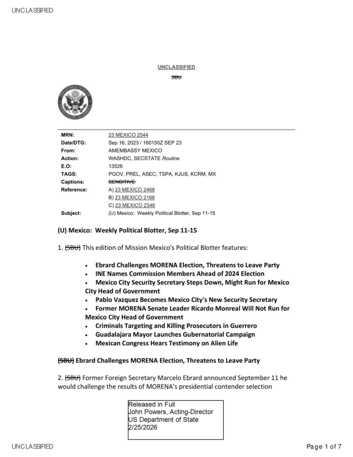 State Department UAP Cable 5, Mexico, September 16, 2003